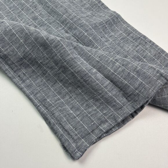 Crate & Barrel set of 2 King Pinstripe Pillow Shams Linen Gray Coastal Portugal - Picture 3 of 8